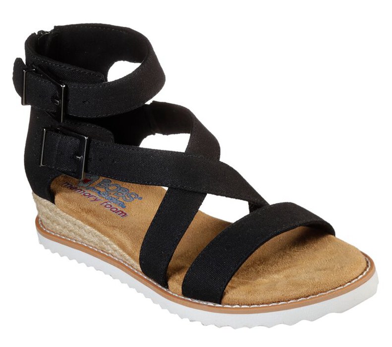 Skechers Dam Svarta Kilar Sandaler - Bobs Desert Kiss - Mountain Princess - Sverige (ELKOW-0953)